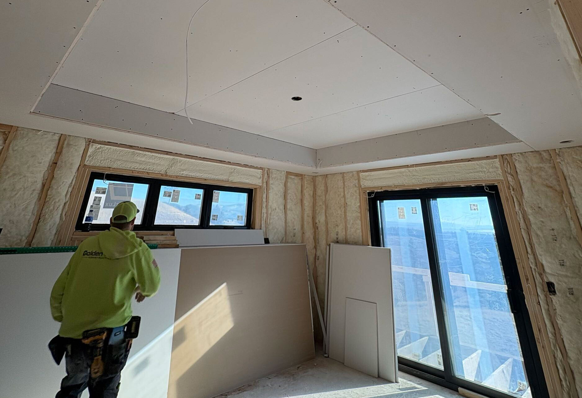 Drywall installation by Golden Eagle Construction
